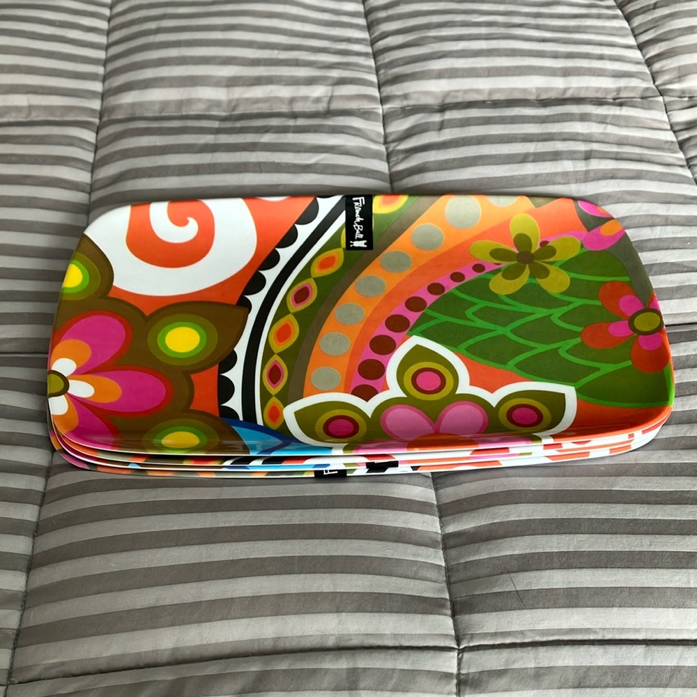 NWT Vintage French Bull Set of 4 Rectangular Melamine Plates